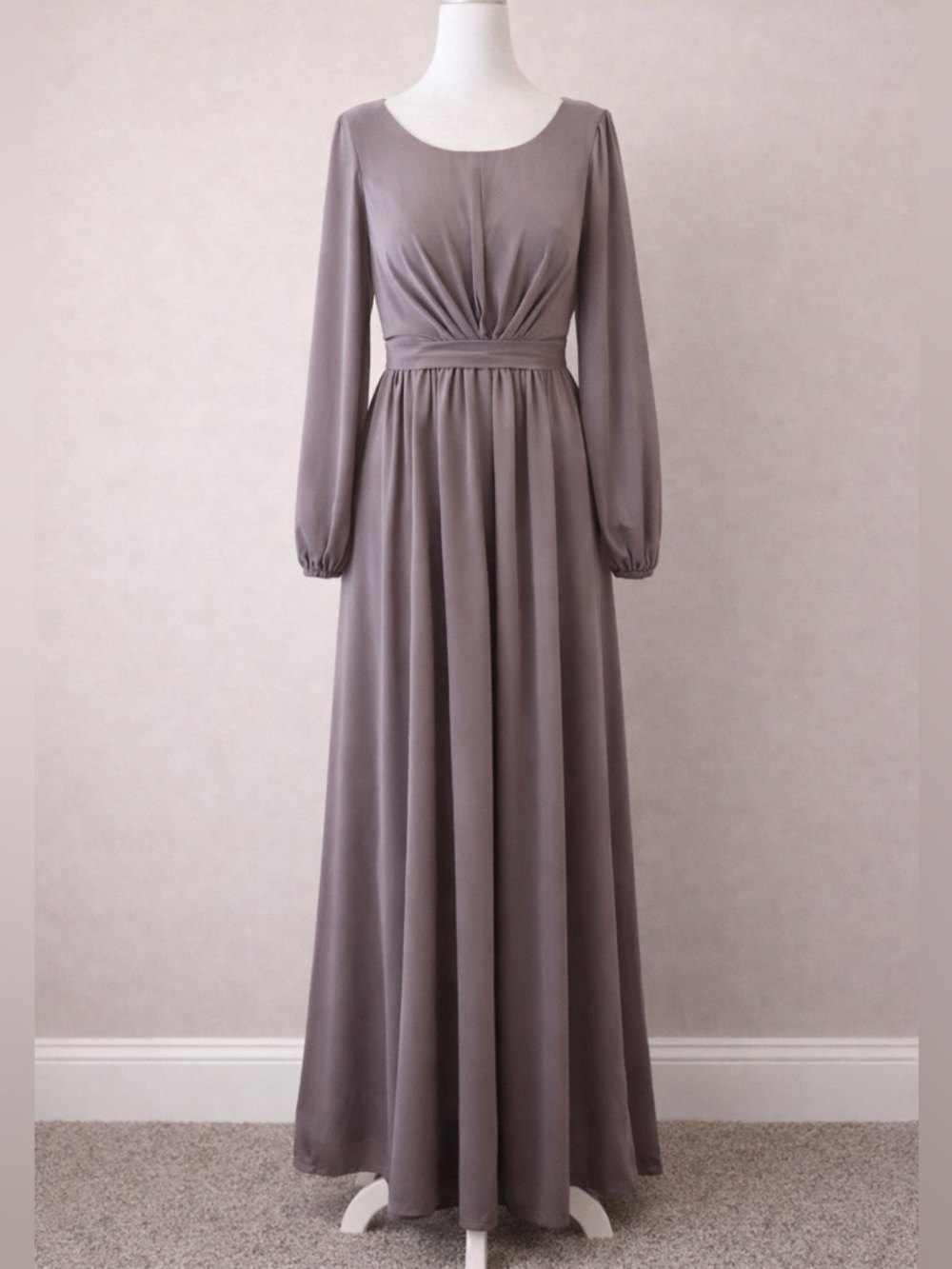 Mauve Maxi Dress Wedding Guest Formal Long Sleeve Size 4